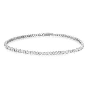 Prong Set Round Cut Diamond Tennis Bracelet 14K White Gold 2.02Cttw 7 Inches